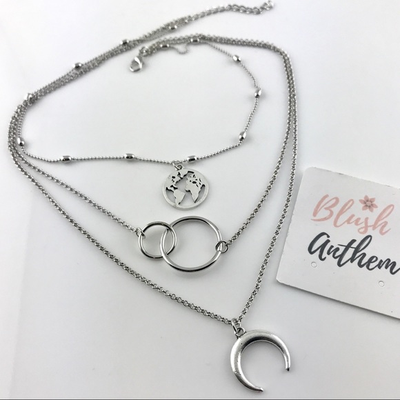 3 for $25⚡️map double circle moon necklace - Picture 5 of 7